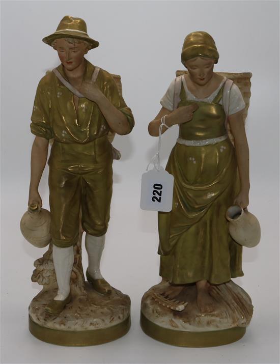 Pair of Royal Dux figures(-)